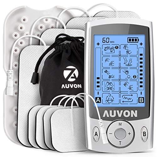 Image of AUVON Dual Channel TENS Machine for Pain Relief, TENS Unit Muscle Stimulator with 20 Modes, 2" and 2"x4" TENS Pads Replacement