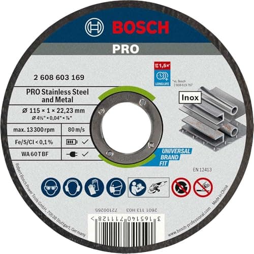 Image of Bosch Professional 2608603169 Standard Inox Metal Cutting Disc, 115mm x 1mm x 22.23mm