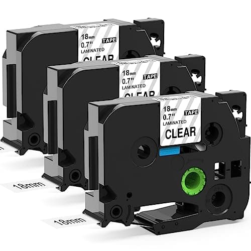 Image of 3X MarkField Compatible 18mm Clear Label Maker Tape Replacement for Brother Label Printer TZ TZe-141 0.7in Laminated Transparent for PT-550 900 D400 D450 D600 P700 2430PC, Black on Clear