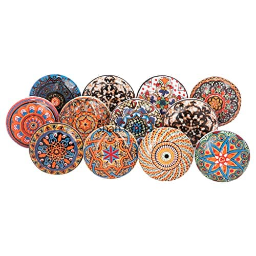 Image of Shah Crafts. Multicolor Premium Quality Assorted Designs Handmade Ceramic Door Knobs, Vintage, Shabby Chic, Interior Furniture, Cabinet Cupboard Wardrobe Drawers Pulls Handles (Pack of 10)