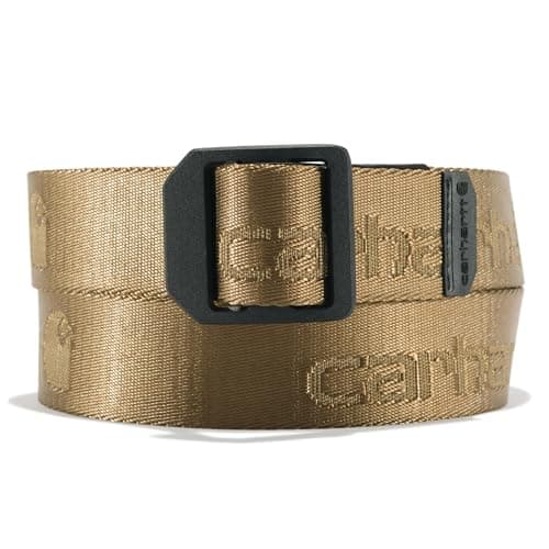 Image of Carhartt Men's Standard Casual Rugged Belts, Available in Multiple Styles, Colors & Sizes, Nylon Webbing Ladder Lock (Yukon), Medium