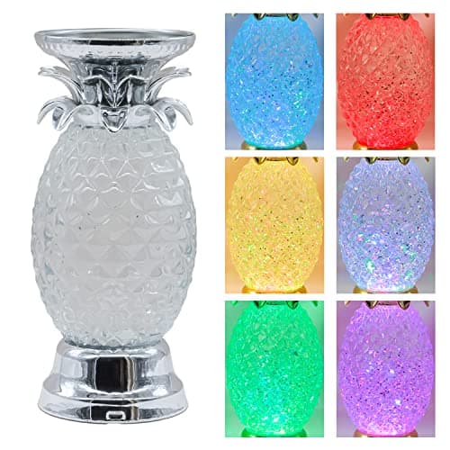 Image of YAKii 9.5" Pineapple Lamp LED Color Changing,Tornado Maker Science Toy, Battery/USB Cable Operated,Christmas Day Decoration Silver
