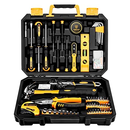 Image of DEKO Tool Kit Set Box 100 Pieces Home Repair DIY Tools Basic Hand Toolbox Sets for Home