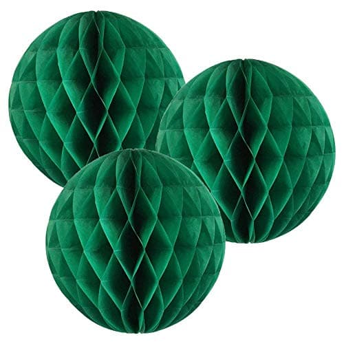 Image of Paper Honeycomb Balls (Pack of 3) St Patrick's Day Decorations Birthday Bunting Wedding Baby Shower Banner (4" (10cm), Green)