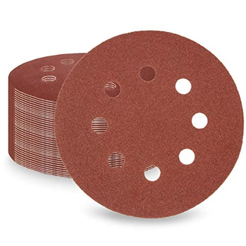 Image of LESNIC 120 Grit Sanding Discs 50 pcs, 125mm Sanding Sheets 5in 8 Holes Pads Hook and Loop for Orbit Orbital Sander and All Oscillating Tools