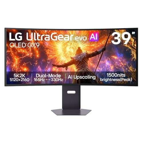 Image of LG UltraGear evo GX9 39GX950B 39 inch 5K2K Tandem OLED Curved Gaming Monitor | Dual‑Mode 165Hz/330Hz, 0.03ms GtG, HDR True Black 500, FreeSync Premium Pro, AI Upscalling, DP 2.1, HDMI 2.1, USB‑C 90W