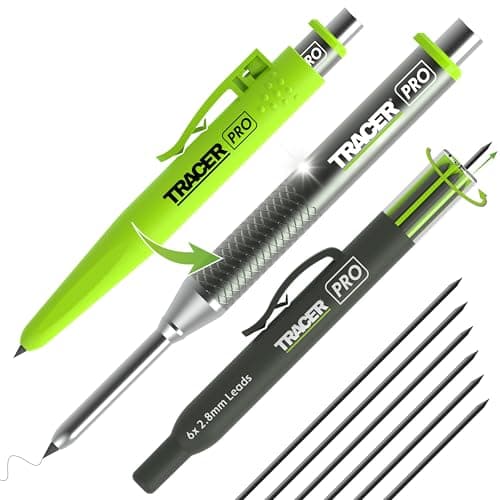 Image of Tracer Pro Series Aluminium Deep Hole Construction Pencil with 6 x Replacement Leads and Site Holsters. All-in-one Marking Kit