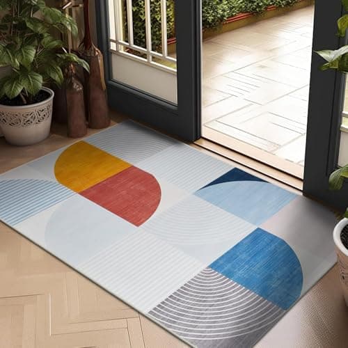 Image of Hafaa Rugs Living Room Indoor - Small Rugs for Bedroom Modern Pattern Carpet Geometric Style Printed Area Rugs Soft Touch Easy Care Floor Rug (60x110cm, Kira)