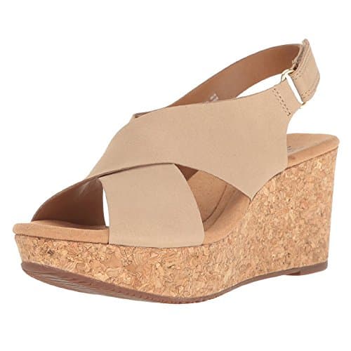 Image of Clarks Women's Annadel Eirwyn Wedge Sandal, Sand Nubuck, 3 UK