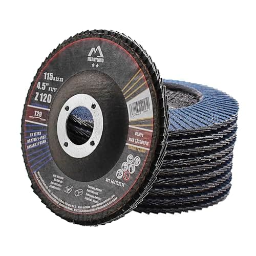 Image of Merryland Flap Disc 115 Metal for Angle Grinder, 115mm 120 Grit T29 Flap Wheel 10 Pieces, Blue Zirconium Corundum INOX Stainless Steel Iron Universal 4.5 inch, Craft-Line FC1107614-10