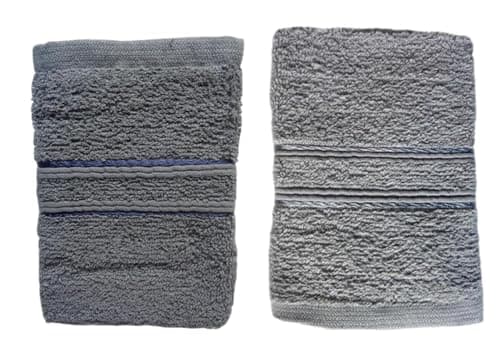 Image of 2 Pack Face Cloths Face Flannels 100% Egyptian Cotton Face Towel Colour Silver Grey & Charcoal Grey