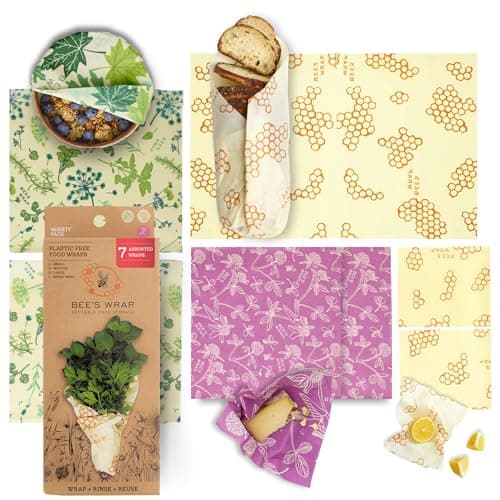 Image of Bee's Wrap Sustainable Reusable Food Storage Variety Pack (Organic Cotton, Beeswax, X-Large for Bread)