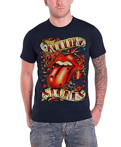 Image of The Rolling Stone Men's Tongue and Stars Short Sleeve T-Shirt, Blue (Navy), Large