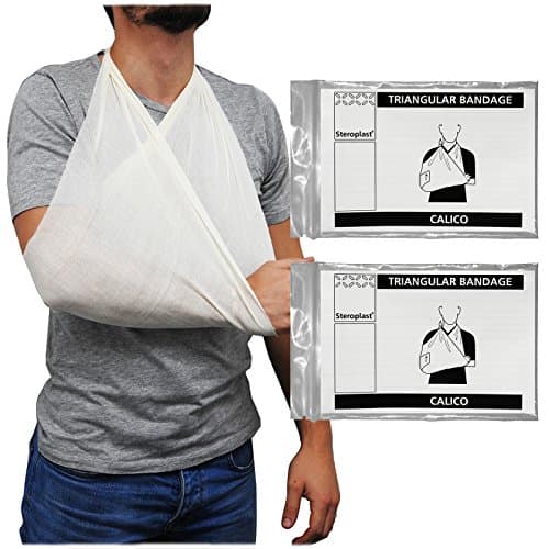 Image of Steroplast Calico Cotton Triangular Arm Sling Shoulder Support Bandage Dressing, 90cm x 90cm x 127cm - 2 Pack