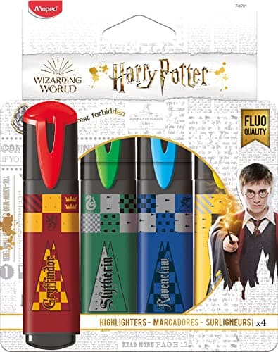 Image of Maped - Harry Potter Highlighters - Marker Pens x4 Colours Featuring Hogwarts Houses Gryffindor, Hufflepuff, Ravenclaw, Slytherin