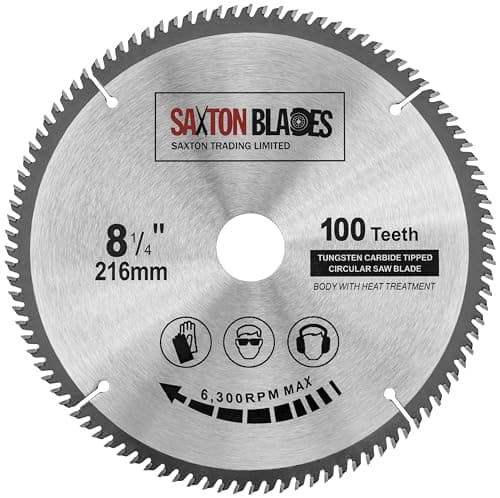 Image of Saxton TCT Circular Fine Cutting Wood Saw Blade 216mm x 30mm Bore x 100T Compatible with Bosch Makita Dewalt
