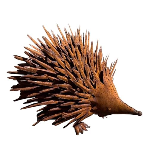Image of Alfie Francis 29cm (L) x 18cm (H) Rusty Hedgehog Garden Ornament/Statue Outdoor Metal Animal Sculpture Figurine