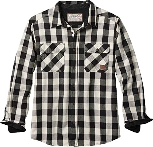 Image of Legendary Whitetails Men's Tough as Buck Heavyweight Flannel Shirt Button, Cream Buffalo Check, Medium