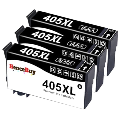 Image of HenceBuy 405XL Black Ink Cartridges Compatible for Epson 405 XL 405XL Multipack for WorkForce Pro WF-3820 WF-4820 WF-7310 WF-7830 WF-7840 WF-4830 WF4820 WF3820 WF7310 WF7830 WF7840 WF4830, 3 Black