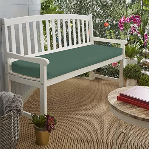 Image of Water Resistant Garden Bench Cushion 3 Seater for Patio Furniture Kitchen/Dining Bench Indoor Outdoor Comfortable Thick Cushion With Zipper Removable Washable Cover (3 seater 143x52x6cm, Bottle Green)