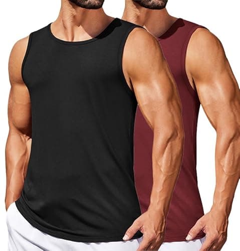 Image of COOFANDY Mens Vest Tops Multipack Gym Muscle Vests for Men UK Workout Tank Top Sleeveless T-Shirt Blue/Navy Blue (Pack 2) S