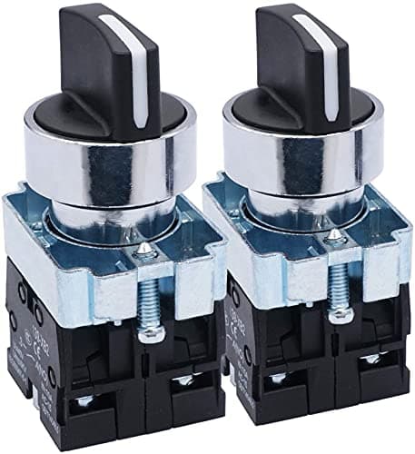 Image of Taiss 2Pcs 22mm Selector Switch 2 NO 3 Positions Maintained Latching Rotary Selector Switch 440V 10A XB2-20X/31-HB2-BD33