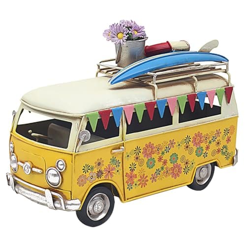 Image of Lesser & Pavey Vintage Camper Van Floral Shelf Ornaments for Vintage Room Decor and Home Decor | Vintage Decorations Gifts for Men & Women | Lovely Decorative Home Accessories