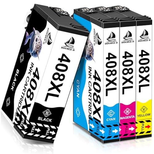 Image of DOUBLE D 408XL Ink Cartridges Multipack for Epson 408 Ink Cartridges 408XL 408L Ink Compatible with Epson WorkForce Pro WF-C4810 WF-C4310 WF-C4810DTWF WFC4810 WFC4310 WF-C4310DW Printer (4 Pack
