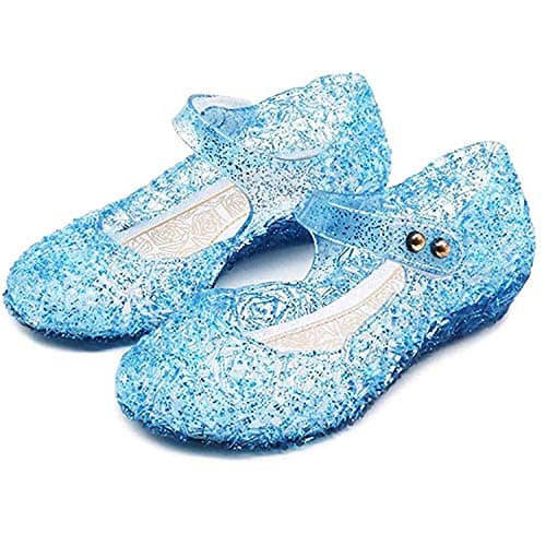 Image of Princess Girls Shoes Cinderella Snow Queen Dress Up Shoes Halloween Cosplay Fancy Dress Up for Girls Blue
