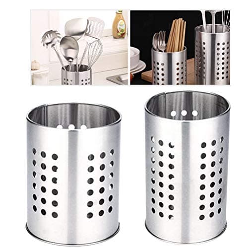 Image of 2 PCS Kitchen Utensil Organizer, Kitchen Stainless Steel Cooking Utensil Holder for Organize Drawers, Countertops and Tableware Storage