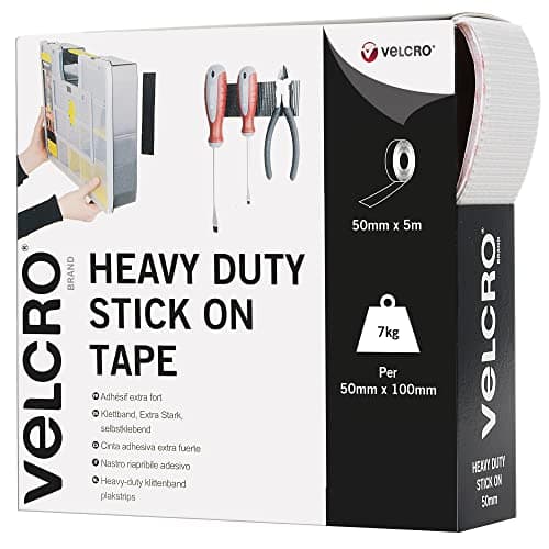 Image of VELCRO Brand - Heavy Duty Stick On | Superior Holding Power Indoors & Outdoor Use | 50mm x 5m Tape | White