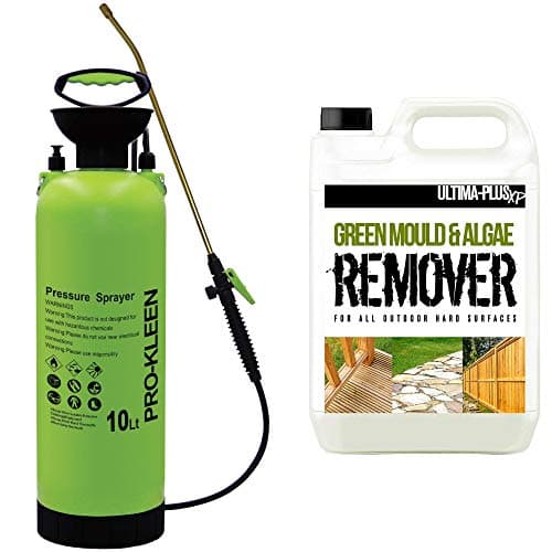 Image of Pro-Kleen Garden Pressure Pump Sprayer Manual Action 10L with 5L Ultima-Plus XP Super Concentrate Patio Cleaner - Brass Lance - Spare Seal Kit - For Weed Killer, Pesticides, Insecticides