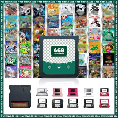 Image of 468 in 1 DS Game, Super Combo Game Cartridge Contains 468 3ds Games, Retro Game Pack Card Suitable for NDS, NDSi, 3DS, New, DS, 2DS, DS Lite