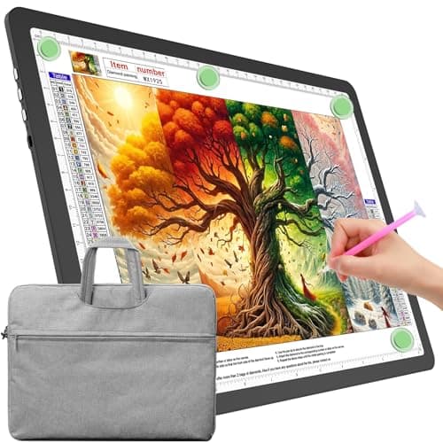 Image of TOHETO A4 Light Board with Bag for Diamond Painting, Super Bright Magnetic Light Pad with Side Buttons, Lightbox for Tracing and Drawing, Corded Light Table for Sketching, Weeding Vinyl (Black)