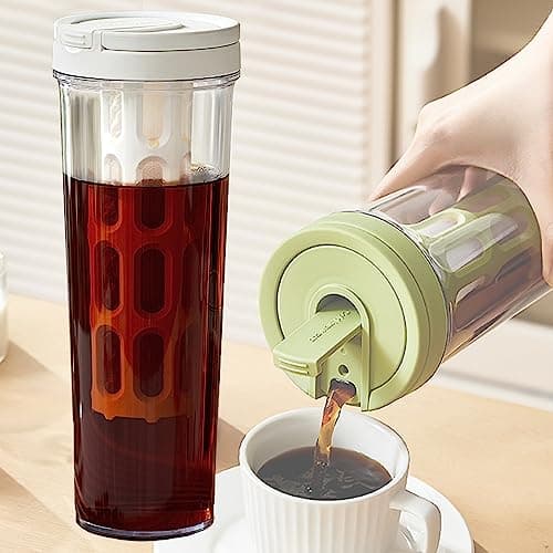 Image of HNJZX Cold Brew Coffee Maker and Ice Tea Brewer Pitcher, Beverage Cooler Large Capacity Teapot with Mesh Filter 1L(35oz) (White)