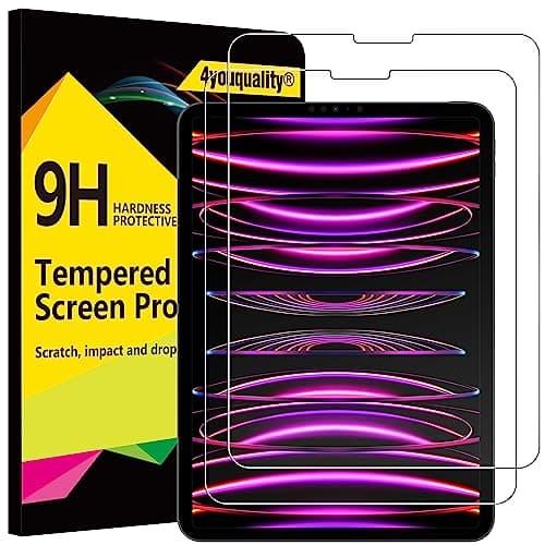 Image of 4youquality [2-Pack Screen Protector for iPad Pro 11-Inch (2022/2021/2020/2018 Model) & iPad Air 5/4 (10.9-Inch 2022/2020), Tempered Glass Film, Anti-Scratch, Impact-Resistant, Face ID Compatible