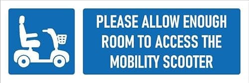 Image of Please allow enough room to access the mobility scooter - Self adhesive sticker (150mm x 50mm)