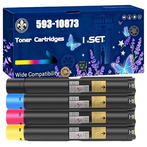 Image of 593-10873 Toner Cartridges Compatible for Dell 7130CDN Printers, Black High Yield 19000 Pages Printer Accessories (4-Pack BK/C/M/Y)
