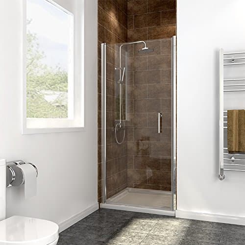 Image of ZANOFIRA 760mm Pivot Shower Door 6mm Toughened Safety Glass Frameless Shower Enclosure Door with Stainless Steel Handle, Magnetic Seal & Rise and Fall Hinges Reversible for Wet Room Bathroom
