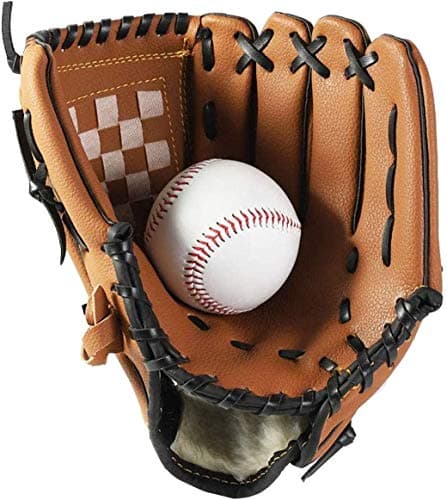 Image of Wonninek Brown Baseball Glove 12.5 inch Sports Batting Gloves with Baseball PU Leather Adjustable and Comfortable Right Hand Throw, Left Hand Glove Adult