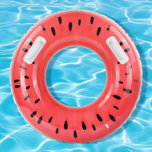 Image of Fohil Inflatables Swimming Rings for Adults, Pool floats with Handles, Watermelon Rubber Rings, Inflatable Pool Toys for Summer Beach Party Pool Inflatable Swimming Floats