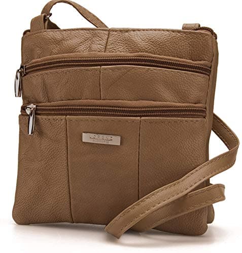 Image of Lorenz Ladies Small Genuine Soft Leather Cross Body / Shoulder Bag (1) # 1941 - Tan