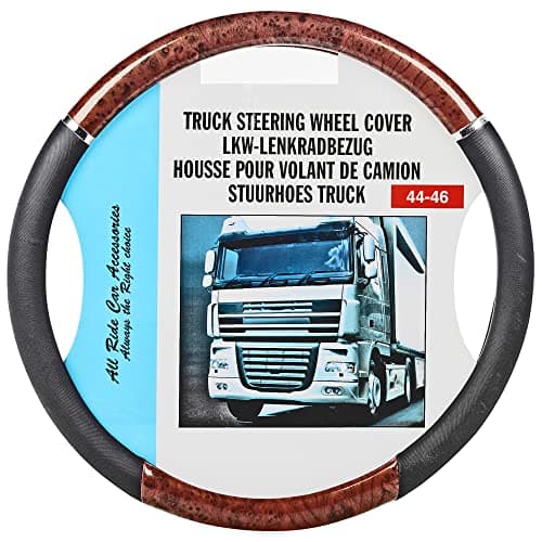 Image of Luxury Steering Wheel Cover Mahogany Wood Effect 44cm Van Truck Lorry Protector