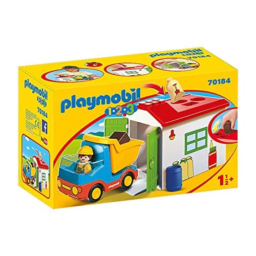 Image of PLAYMOBIL 70184 1.2.3 Truck with Fillable Sorting Garage, educational toy, fun imaginative role-play, playset suitable for children ages 1.5+ years