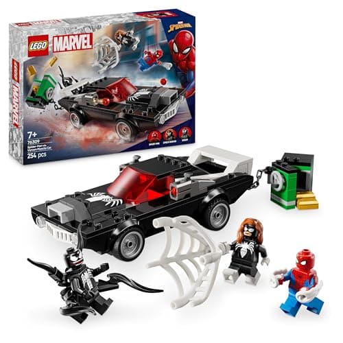 Image of LEGO Marvel Spider-Man vs. Venom Muscle Car - Building Toy with 3 Super-Hero Minifigures for Imaginative Play - Gift for 7 Plus Year Old Boys & Girls 76309