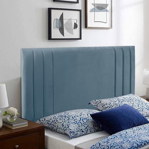 Image of HB-1 Headboards for Beds – Rio 24'' Divan Bed Headboard – Headboards for Divan Beds, Bedroom & Hotel Furniture, Elegant Soft Plush Fabric Head Board (Sky Blue Plush, 3FT Single)
