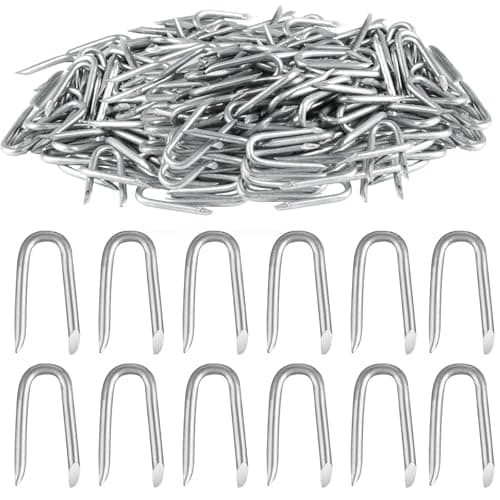 Image of 300 Pcs Galvanised U Nails for Fencing, U Shaped Nails, Steel Chicken Wire Fencing Staples, Netting, Fence for Wire Mesh Woven Fencing Garden Mesh Fasteners Nails