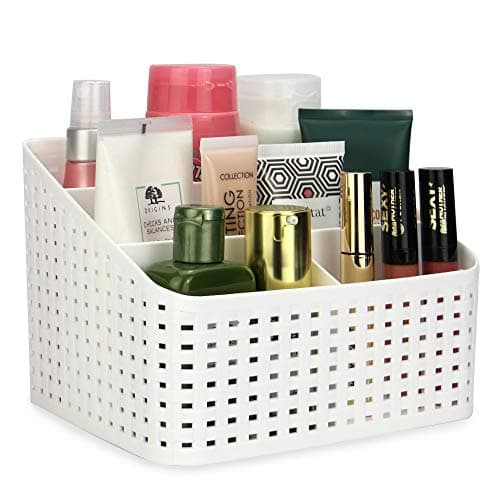 Image of Clear Makeup Organiser Box – 5-Compartment Toiletry & Skincare Storage for Vanity, Dressing Table or Sink – Cosmetic Holder for Brushes, Beauty Products & Accessories | Pukkr