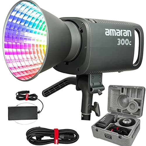 Image of Aputure amaran 300C RGBWW LED Video Light 300W CCT 2500K à 7500K CRI 95+ TLCI 95+ avec Sidus Link APP Control Bowens Mount 360° HSI Full Color LED Photography Lighting. (Gris)