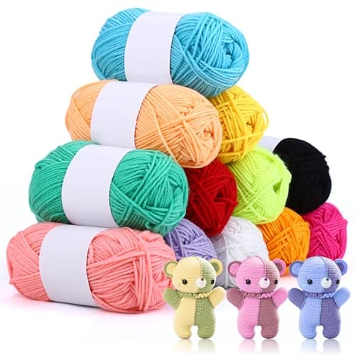 Image of 12X 50g Double Knitting Yarn 100% Acrylic Knitting Colourful DK,600g Perfect for Any Crochet and Knitting Mini Project,Knitting Wool Crochet, Ideal for Beginners, Kids Crafts